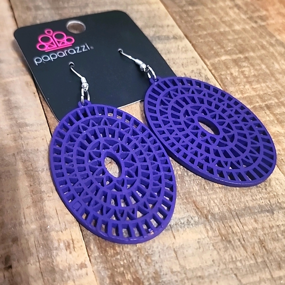 Paparazzi Wood Earrings Purple